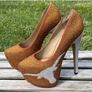 Herstar Texas Longhorns Shoes Womens Size 6 Rhinestone Platform Heel NCAA Colleg